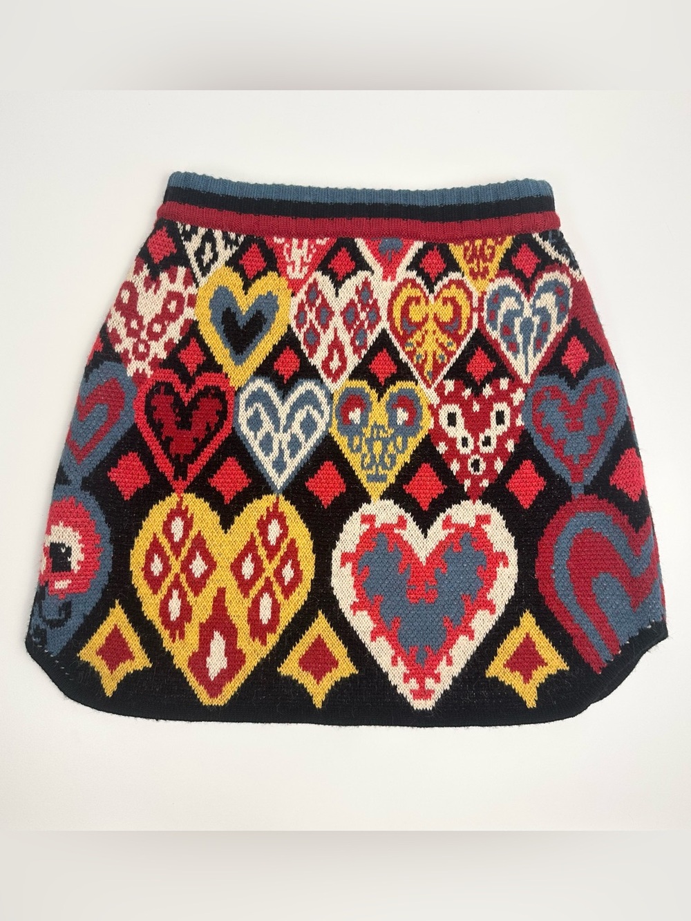 Farm Rio Black Hearts Ikat Knit Skirt